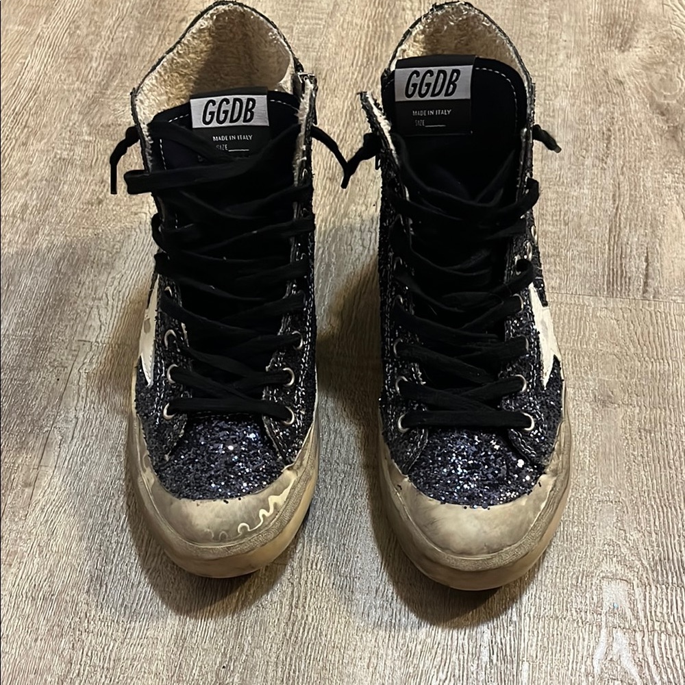 GGDB Black Glitter High-Top Sneakers